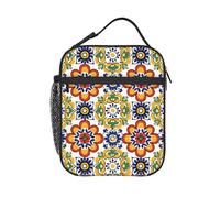 HLBSDM Lonchera mexicana de Talavera, bolsa térmica para el almuerzo para hombres y mujeres, con asa desmontable.