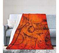 HLBSDM Manta de Viaje de Franela Ligera de 127 x 101 cm con Notas Musicales y Teclas de Piano sobre Fondo Abstracto Grunge. Fácil de Transportar, Ideal para Camping y Uso doméstico.