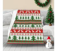 HLBSDM Manta navideña con Renos, Copos de Nieve y Borde de Punto. Manta de Franela Suave y cálida para el Invierno, Ideal para sofá, niños y Mujeres, 76 x 101 cm.