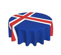 HLBSDM Mantel Redondo Decorativo de 60 Pulgadas con la Bandera de Islandia para restaurantes. Cubre mesas Festivas y Tiene un diseño artístico.