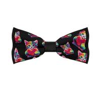 HLBSDM Pajaritas clásicas con diseño de corazón de gato teñido anudado para San Valentín para hombre, pajaritas ajustables preatadas, formales, de negocios y bodas