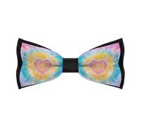 HLBSDM Pajaritas cómodas para hombre con diseño de corazón teñido anudado arcoíris, ajustables y preatadas, ideales para bodas, fiestas, negocios y uso diario.