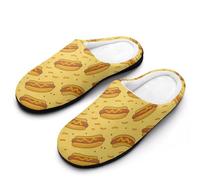 HLBSDM Pantuflas de algodón cálidas para mujer, con suela de goma antideslizante, para otoño e invierno, con estampado de tigre y tinta de Hot Dogs Ink Autumn