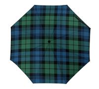 HLBSDM Paraguas Campbell de gran tamaño, plegable, triple, con rejilla azul, beige, gris y marfil.