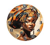 HLBSDM Reloj de Pared con Estampado étnico Africano de 10 Pulgadas, silencioso, Redondo, de Cuarzo, analógico, Funciona con Pilas, para Dormitorio, baño, Cocina, niños, Sala de Estar, decoración.
