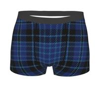 HLBSDM Ropa Interior Plana para Hombre de poliéster Transpirable y Agradable para la Piel con Estampado de tartán Azul, Negro y Blanco, con diseño de clérigos Escoceses.
