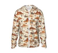 HLBSDM Sudadera con Capucha y Cremallera Completa de Manga Larga para Hombre con Estampado de Vaqueros Valientes, Ideal para Pesca y Senderismo.