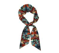 HLBSDM Un pañuelo para la cabeza de seda con estampado de camino abierto, bufandas de satén de cuello cuadrado para mujer, ideales para bolsos y como regalo.