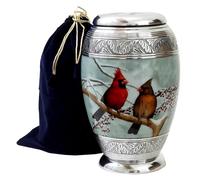 HLC Hermosa urna Grande de cremación de pájaros cardenales para Cenizas humanas, Hecha a Mano asequible (Adultos de 200 Libras), 10.5 Pulgadas de Alto x 6 Pulgadas de Ancho x 6 Pulgadas de Largo
