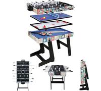 HLC Mesa Multijuegos 4 en 1, Futbolín Plegable, Futbolín Deportivo Multifunción/Futbolín/Billar/Tenis de Mesa/Hockey, Apto para Diversión Familiar De Adultos Y Niños.