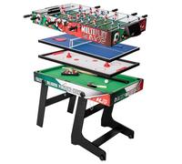 HLC Mesa Multijuegos 4 en 1,Mesa de fútbol Plegable Cuenta con un Poste telescópico,incluidos fútbol, Billar, Snooker,Tenis de Mesa y Hockey,lo Que la Hace Ideal para familias con Adultos y niños.