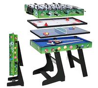 HLC Mesa multijuegos 4 en 1, Mesa Plegable, multifunción Deporte Babyfoot/Billar/Tenis de Mesa/Hockey