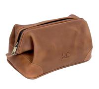 HLC Neceser de Cuero para Hombre, Hombres, Kit de Afeitado de Piel auténtica de Primera Calidad, Organizador de Viaje, Bolsa de Viaje para Hombres, tamaño Grande, Beige Bronceado,