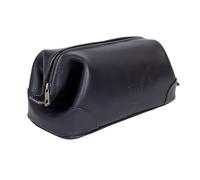 HLC Neceser de Cuero para Hombre, Hombres, Kit de Afeitado de Piel auténtica de Primera Calidad, Organizador de Viaje, Bolsa de Viaje para Hombres, tamaño Grande, Negro -, Neceser