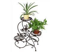 HLC - Soporte para macetas de 3 niveles, para plantas de interior, diseño moderno en forma de S, marrón