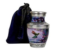 hlc Urna pequeña de Recuerdo de colibrí para Cenizas humanas con Bolsa de Terciopelo - Mini - Hermoso Recuerdo conmemorativo Grabado pacífico (3.5 Pulgadas cúbicas), XXDJHM22Y889