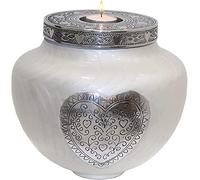 hlc Urnas de cremación para Cenizas humanas para Adultos, urna de cremación con Vela Blanca, urna de Recuerdo, exhibición en casa o para entierro, nicho o columbario, urna funeraria Mediana - Urna