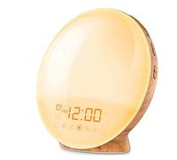 HLCUI Despertador Luz,Despertador Luz Amanecer Simulación de Amanecer y Atardece,Wake Up Light LED,2 Alarmas,20 Niveles Brillo,7 Luces de Colores 7 Sonidos Naturales, Función Snooze, Radio FM(Color:B)