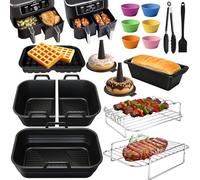 HLEIUKT Accesorio para freidora de aire caliente, accesorio para freidora de aire caliente Ninja Foodi Max Dual Zone AF400EU AF451EU AF300EU 7,6L-9,5L, molde de silicona plegable para freidora de aire