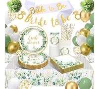 HLEIUKT Complementos Despedida de Soltera Accesorios Kit, Velo Novia Despedida Soltera Cubertería de Cartón Set Incluye Fajín Bride to Be Globos, Platos Servilletas Mantel Banner Pajitas Vasos