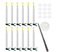 Hlennotor Velas Flotantes Colgantes Sin Llama con Varita Velas Cónicas Sin Llama Velas LED Luz Cálida Velas Navideñas Blancas B