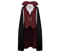 HLENOK Disfraz de vampiro del diablo para hombre, camisa de lujo, medieval, renacentista, aterrador, gótico, largo, para Halloween, cosplay (M)