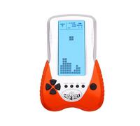 HLF Nueva Consola de Juegos de Ladrillos, Pantalla Grande, el Brillo de la retroiluminación Azul se Puede Ajustar en 23 Juegos compatibles con batería de Litio y baterías AAA (Naranja)
