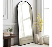 HLFMVWE Espejo arqueado negro de longitud completa, espejo de pared de 120 x 40 cm, marco de aluminio de metal, moderno y simple, decoración del hogar, apoyado contra la pared para sala de estar y