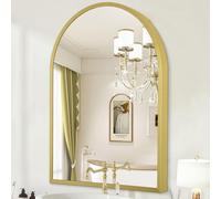 HLFMVWE Espejo de pared arqueado, 40 x 30 cm, marco de aleación de aluminio, espejo de baño para tocador, sala de estar, dormitorio, entrada