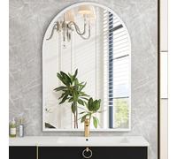 HLFMVWE Espejo de pared con forma de arco, con marco de metal cepillado, espejo de arco para baño, salón, dormitorio, chimenea, entrada, pasillo, decoración para el hogar, marco de aleación