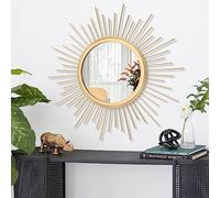 HLFMVWE Espejo de pared dorado con marco de alambre de metal de hierro para decoración del hogar, sala de estar, dormitorio, baño, entrada, 30 x 30 cm