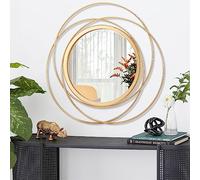 HLFMVWE Espejo de Pared Dorado Grande Redondo Decorativo, Espejo Circular de Metal para el hogar, para baño, tocador, Sala de Estar o Dormitorio, 60 x 60 cm