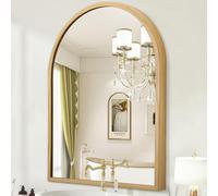 HLFMVWE Espejo de pared en arco para baño, espejos para pared, grande, 65 x 45 cm, espejo de tocador para dormitorio, tocador, entrada, sala de estar, marco de metal de aleación de aluminio