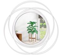 HLFMVWE Espejo redondo decorativo grande de 60 x 60 cm para decoración del hogar para sala de estar, baño, dormitorio, baño, espejo circular moderno con marco de metal