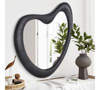 HLFMVWE Espejo de pared irregular asimétrico negro, marco de madera moderno, forma única, montado en la pared, espejo cosmético, artístico, decorativo, para sala de estar, dormitorio, baño