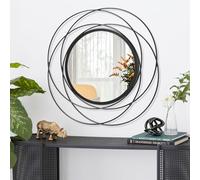 HLFMVWE Espejo de pared negro pequeño redondo decorativo, espejo circular de metal para el hogar, para baño, tocador, sala de estar o dormitorio