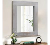 HLFMVWE Espejo de pared rústico grande, rectangular con marco de madera vintage, espejo grande decorativo para sala de estar, baño, dormitorio, entrada, color gris claro, 45 x 65 cm