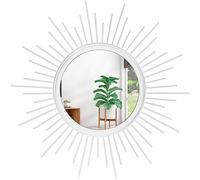 HLFMVWE Espejo de sol blanco para decoración de pared, dormitorio y sala de estar, espejo de metal moderno, regalo para mujeres y madres