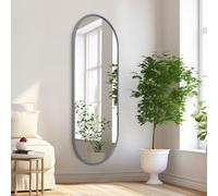 HLFMVWE Espejo ovalado de baño de 120 x 40 cm, espejos de longitud completa, espejo grande para baño, espejos ovalados en forma de píldora, marco de aluminio con marco de metal, decoración gris