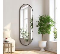 HLFMVWE Espejo ovalado de pared de baño de longitud completa para pared, marco de aluminio de metal, espejos montados en la pared, 120 x 40 cm, forma de píldora, espejo de tocador, decoración de baño,