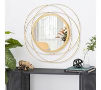 HLFMVWE Espejo redondo de pared dorado con marco de alambre de hierro, espejo de pared para decoración del hogar salón dormitorio baño entrada pequeño 30 x 30 cm