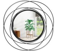 HLFMVWE Espejos decorativos negros circulares - Espejo redondo de 20 pulgadas con marco de metal, espejos modernos para colgar en la pared para sala de estar, dormitorio, baño, entrada, color negro