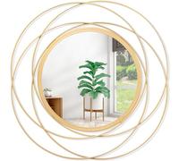 HLFMVWE Espejos para pared, arte circular dorado, marco de hierro de metal, decoración de espejo de pared, sala de estar, dormitorio, baño, oficina, casa de campo, entrada, grande, 12 x 12 pulgadas