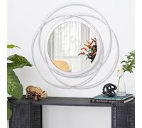 HLFMVWE Gran espejo redondo decorativo de pared de 60 x 60 cm para decoración del hogar para sala de estar, baño, dormitorio, lavandería, espejo circular moderno con marco de metal