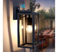 HLFVLITE Luz De Pared Exterior Dusk to Dawn, Accesorio De Farol De Pared De Aluminio, Casquillo E27, Impermeable Para Entrada De Porche, Garaje, Negro