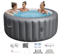 HLGKBY Bañera de hidromasaje Inflable, Bañera de hidromasaje de jardín, Máx. Temperatura. 40°C/104°F, 2-3 Personas, SPA Inflable con Calentador, para Patio, Jardín y Áreas Exteriores 2-3 Personas
