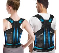 HLGO Correctores Posturales Hombres Mujeres Alivia Dolor de Espalda y Cervicales-Faja Lumbar Ajustable Transpirable Soporte Postura Ergonómico Invisible para Gimnasio/Oficina - Negro Talla M