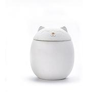 HLGQ Urna para Cenizas de Gato, Forma de Gato Cremation de Forma Conmemorativa, urnas Decorativos artesanales, para Gato de urna de Gato funerarios,Blanco,500ML