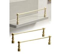 HLHLH Barandilla Protectora De Estante Metal, Valla Anticaída for Estantería, Zapatero Y Armario Cocina, Barrera Seguridad Recinto Borde Exhibición, 2 Uds(Brass,51cm/20.1in)