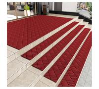 HLHLH Camino de Escalera Antideslizante for escalones Madera, Alfombra Interior, peldaños, esteras, Cubiertas escaleras(Red,30x120cm)